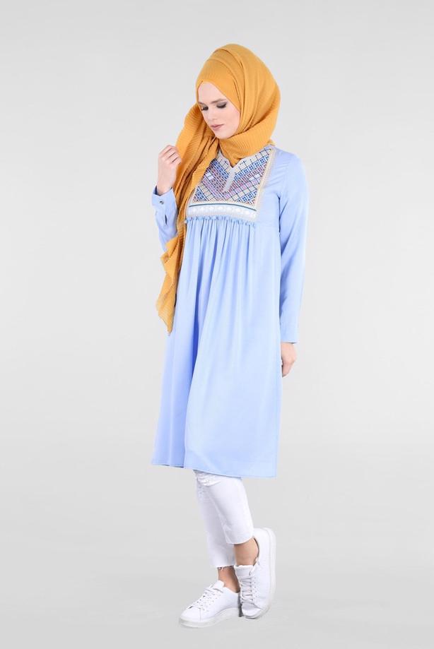 Vêtements hijab  T 2000 Etnik Desenli Tunik-Yılmazlar - TRENDTESETTÜR