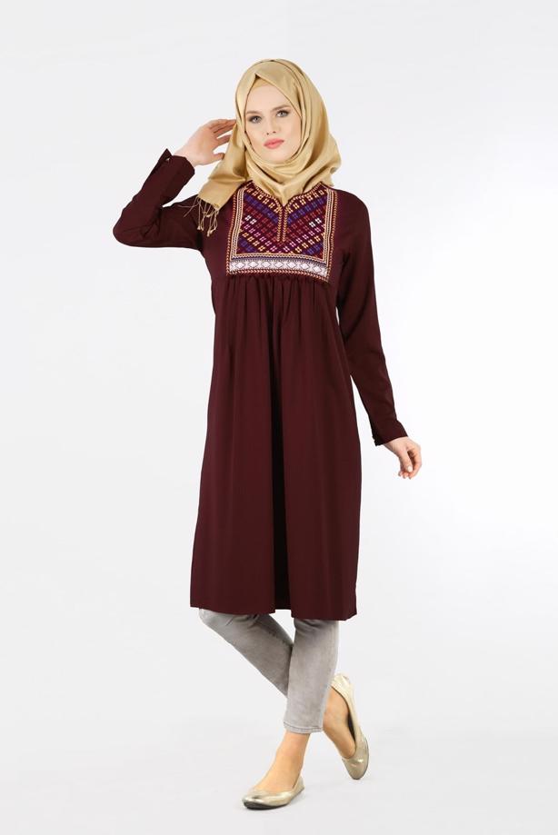 Vêtements hijab  T 2000 Etnik Desenli Tunik-Yılmazlar - TRENDTESETTÜR