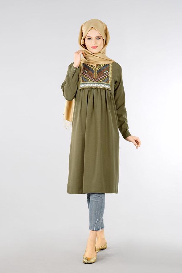 Vêtements hijab  T 2000 Etnik Desenli Tunik-Yılmazlar - TRENDTESETTÜR