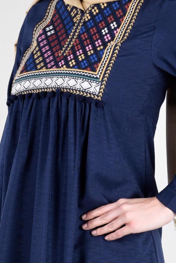 Vêtements hijab  T 2000 Etnik Desenli Tunik-Yılmazlar - TRENDTESETTÜR