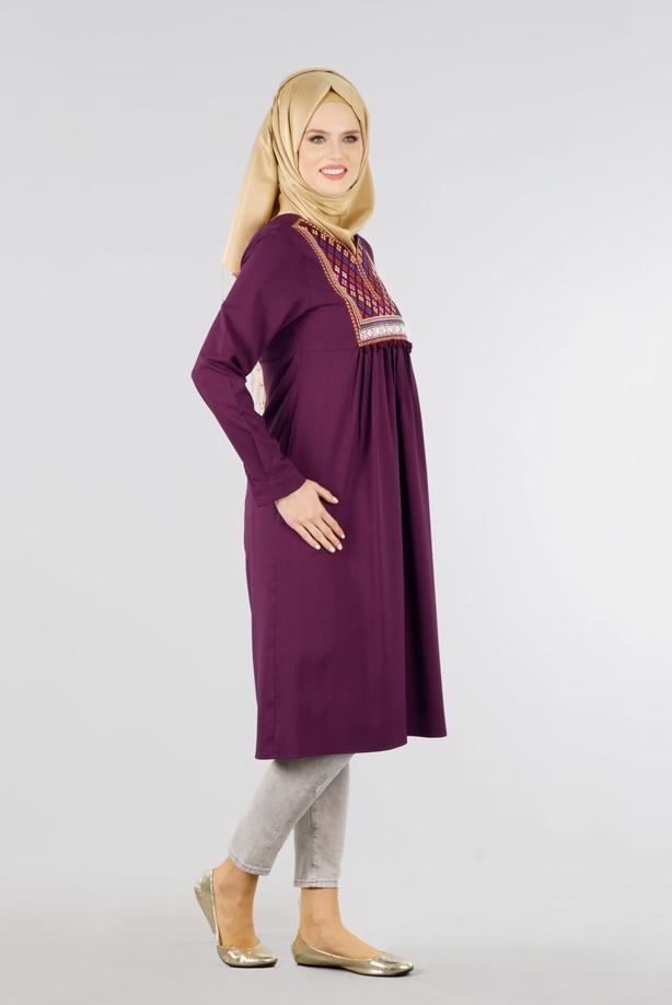 Vêtements hijab  T 2000 Etnik Desenli Tunik-Yılmazlar - TRENDTESETTÜR