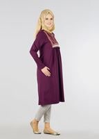 Vêtements hijab POURPRE T 2000 Etnik Desenli Tunik-Yılmazlar