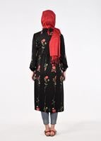 Hijab clothing BLACK T 2331 Kasırga-Desenli Uzun Tunik