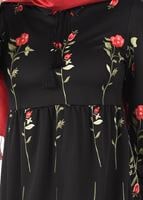 Hijab clothing BLACK T 2331 Kasırga-Desenli Uzun Tunik