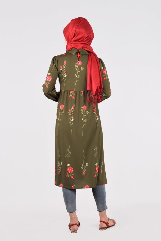 Vêtements hijab  T 2331 Kasırga-Desenli Uzun Tunik - TRENDTESETTÜR