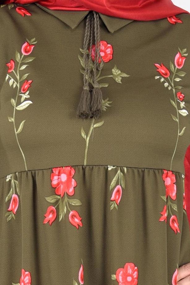 Vêtements hijab  T 2331 Kasırga-Desenli Uzun Tunik - TRENDTESETTÜR
