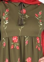 Hijab clothing KHAKI T 2331 Kasırga-Desenli Uzun Tunik
