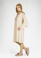Tesettür giyim BEJ T 2625 Fırfırlı Tunik-Pr Collection