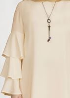 Tesettür giyim BEJ T 2625 Fırfırlı Tunik-Pr Collection