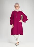 Tesettür giyim FUŞYA T 2625 Fırfırlı Tunik-Pr Collection