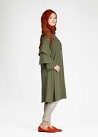 Tesettür giyim HAKİ T 2625 Fırfırlı Tunik-Pr Collection