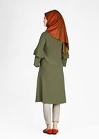 Tesettür giyim HAKİ T 2625 Fırfırlı Tunik-Pr Collection