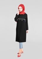 Tesettür giyim SİYAH T 2825 Pilise Detaylı Tunik-Pr Collection