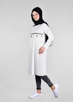 Tesettür giyim KREM T 2825 Pilise Detaylı Tunik-Pr Collection