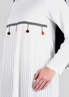 Tesettür giyim KREM T 2825 Pilise Detaylı Tunik-Pr Collection