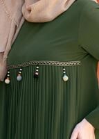 Tesettür giyim HAKİ T 2825 Pilise Detaylı Tunik-Pr Collection