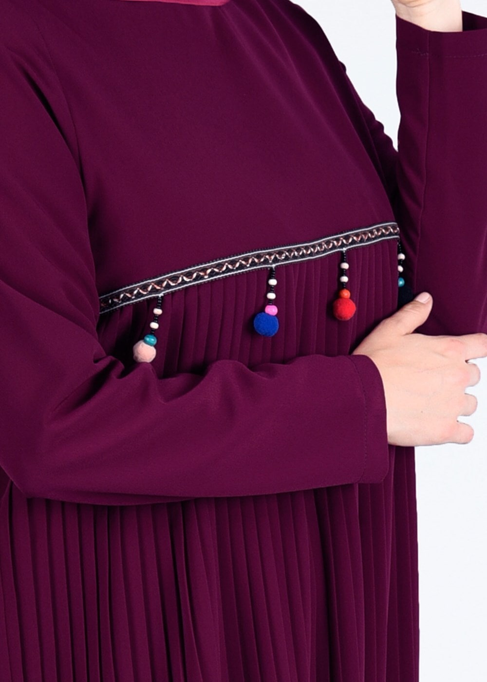 Tesettür giyim BORDO T 2825 Pilise Detaylı Tunik-Pr Collection