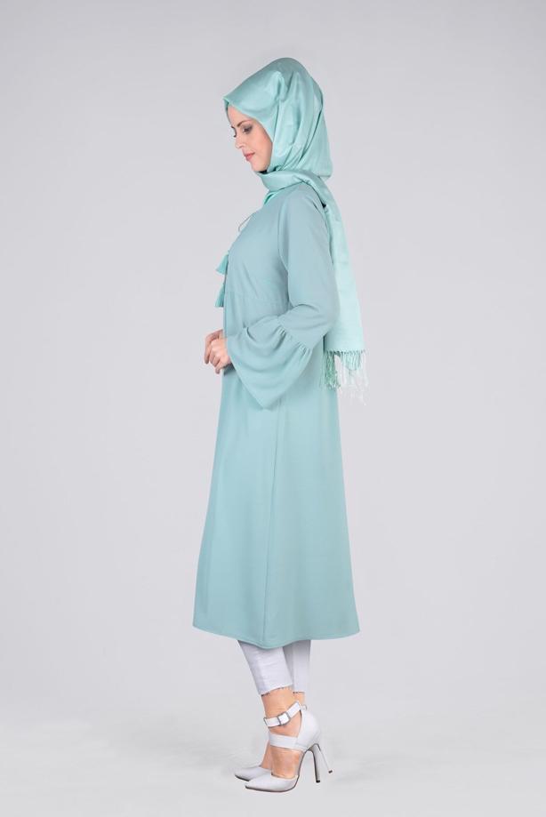 Tesettür giyim  T 2841 ModaBu- Püsküllü Uzun Tunik - TRENDTESETTÜR