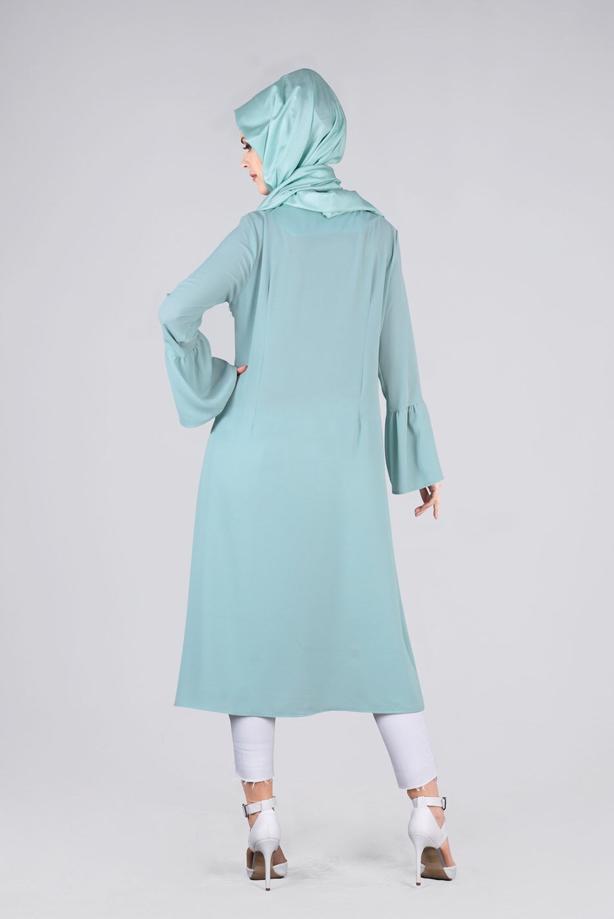 Tesettür giyim  T 2841 ModaBu- Püsküllü Uzun Tunik - TRENDTESETTÜR