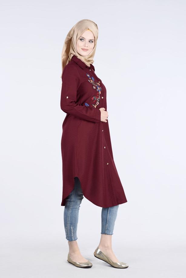 Vêtements hijab  T 3000 Erkek Yaka Nakışlı Tunik-Yılmazlar - TRENDTESETTÜR