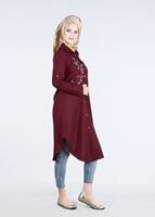 Vêtements hijab ROUGE BORDEAUX T 3000 Erkek Yaka Nakışlı Tunik-Yılmazlar