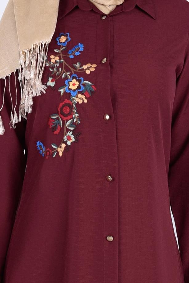 Vêtements hijab  T 3000 Erkek Yaka Nakışlı Tunik-Yılmazlar - TRENDTESETTÜR