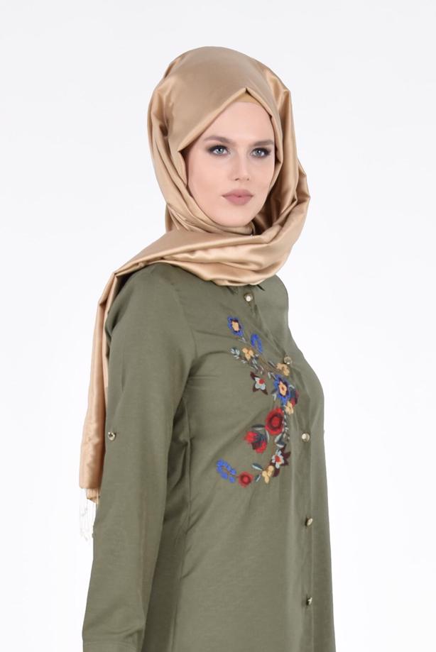 Vêtements hijab  T 3000 Erkek Yaka Nakışlı Tunik-Yılmazlar - TRENDTESETTÜR