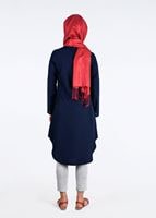Hijab clothing NAVY BLUE T 3000 Erkek Yaka Nakışlı Tunik-Yılmazlar