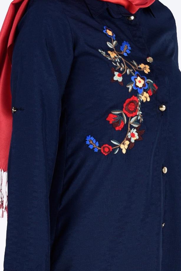 Vêtements hijab  T 3000 Erkek Yaka Nakışlı Tunik-Yılmazlar - TRENDTESETTÜR