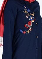 Tesettür giyim LACİVERT T 3000 Erkek Yaka Nakışlı Tunik-Yılmazlar