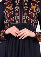 Vêtements hijab BLEU MARINE T 3151 ModaHanne- Etnik Desen Tunik