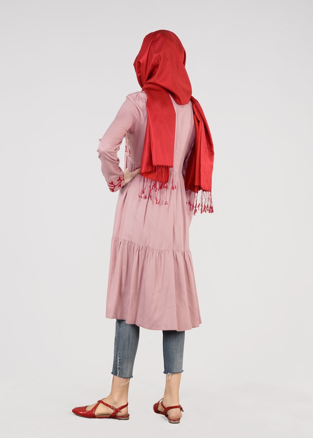 Vêtements hijab POUDRE T 3151 ModaHanne- Etnik Desen Tunik