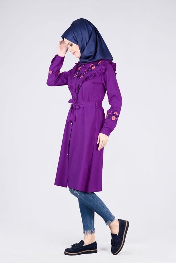 Vêtements hijab  T 4000  Fırfır Detaylı Tunik-Yılmazlar - TRENDTESETTÜR