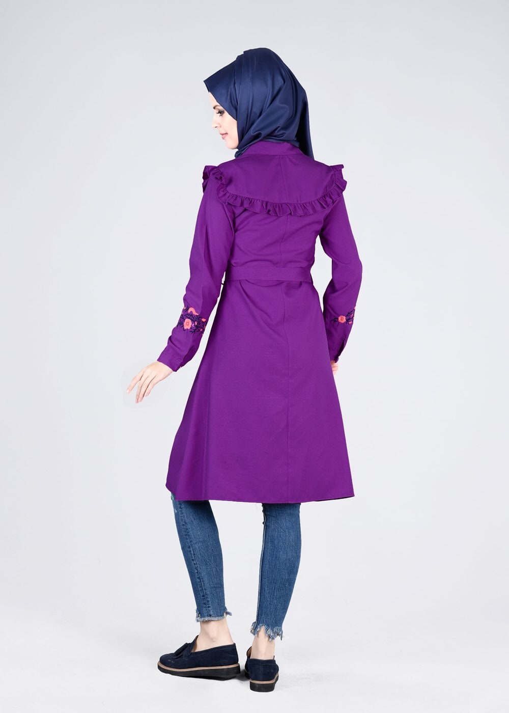 Vêtements hijab POURPRE T 4000  Fırfır Detaylı Tunik-Yılmazlar