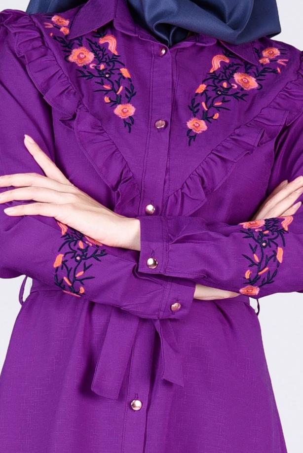 Vêtements hijab  T 4000  Fırfır Detaylı Tunik-Yılmazlar - TRENDTESETTÜR