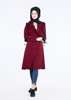 Vêtements hijab ROUGE BORDEAUX T 4000  Fırfır Detaylı Tunik-Yılmazlar