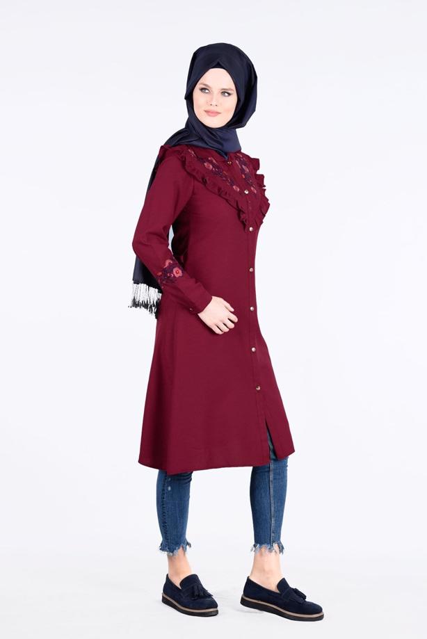 Vêtements hijab  T 4000  Fırfır Detaylı Tunik-Yılmazlar - TRENDTESETTÜR