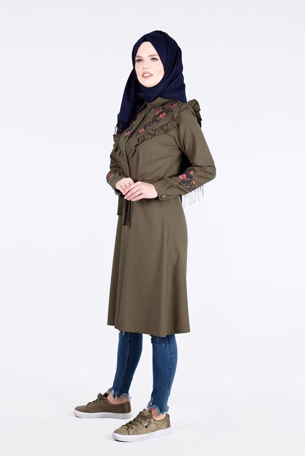 Vêtements hijab  T 4000  Fırfır Detaylı Tunik-Yılmazlar - TRENDTESETTÜR