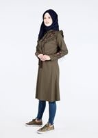 Hijab clothing KHAKI T 4000  Fırfır Detaylı Tunik-Yılmazlar