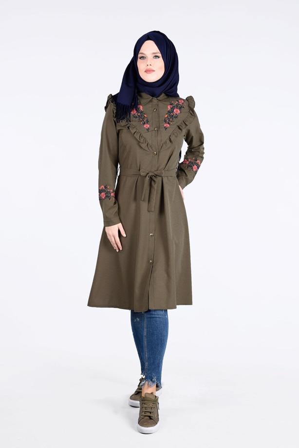 Vêtements hijab  T 4000  Fırfır Detaylı Tunik-Yılmazlar - TRENDTESETTÜR