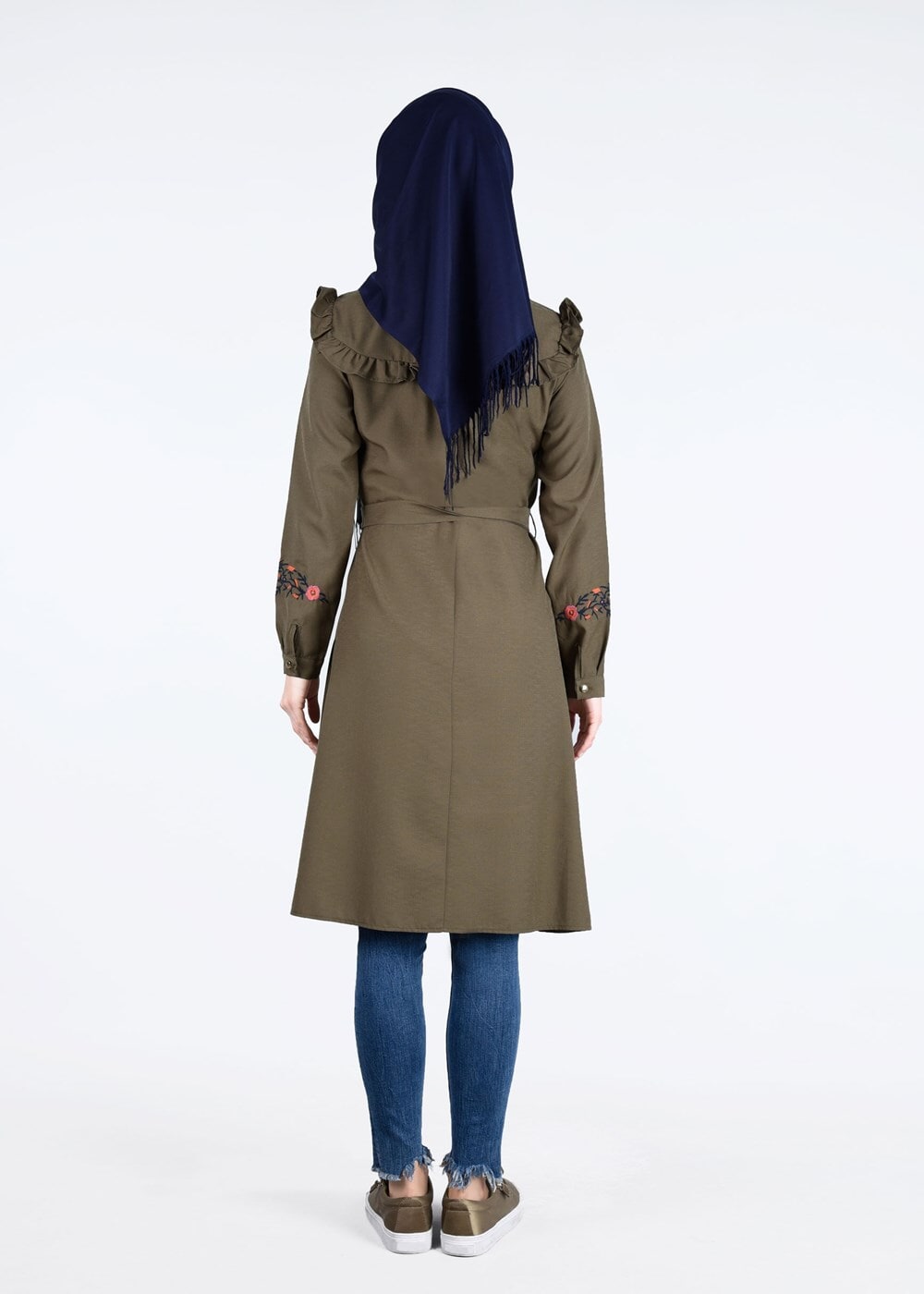 Hijab clothing KHAKI T 4000  Fırfır Detaylı Tunik-Yılmazlar
