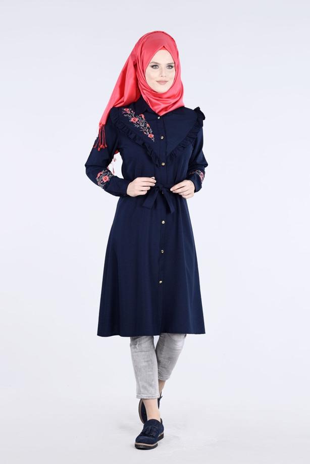 Vêtements hijab  T 4000  Fırfır Detaylı Tunik-Yılmazlar - TRENDTESETTÜR
