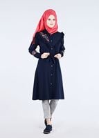 Vêtements hijab BLEU MARINE T 4000  Fırfır Detaylı Tunik-Yılmazlar