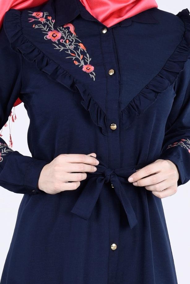 Vêtements hijab  T 4000  Fırfır Detaylı Tunik-Yılmazlar - TRENDTESETTÜR