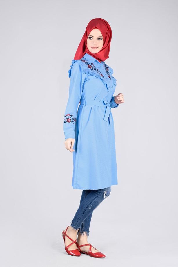 Vêtements hijab  T 4000  Fırfır Detaylı Tunik-Yılmazlar - TRENDTESETTÜR