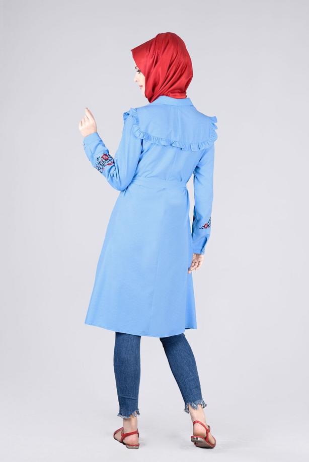 Vêtements hijab  T 4000  Fırfır Detaylı Tunik-Yılmazlar - TRENDTESETTÜR