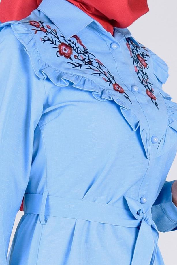 Vêtements hijab  T 4000  Fırfır Detaylı Tunik-Yılmazlar - TRENDTESETTÜR