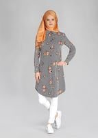 Vêtements hijab ORANGE T 4051 ModaHanne-Çiçek Desenli Tunik