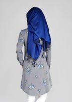 Hijab clothing NAVY BLUE T 4051 ModaHanne-Çiçek Desenli Tunik