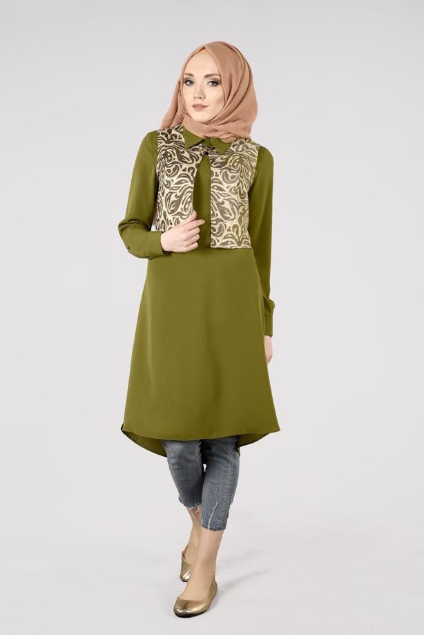 Tesettür giyim  T 4674 Almina 271175 2&prime;li Tunik-Alv Fashion - TRENDTESETTÜR